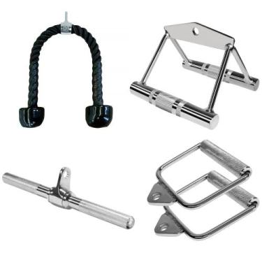 Imagem de Kit Puxadores Pulley CrossOver (Par Puxador Estribo + Corda + Barra Re