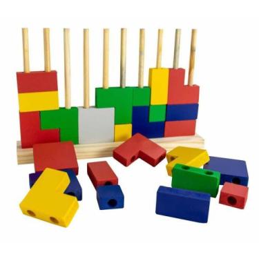 Imagem de Encaixe Tetris - Brinqmutti - Brinquedo Educativo de Madeira