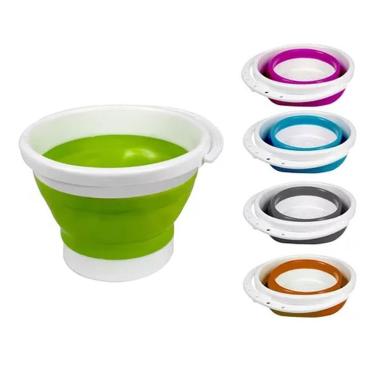 Imagem de Balde Retratil Dobravel Silicone Portatil 10 Litros - Fácil De Limpar