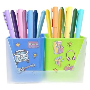 Imagem de Kit Com 2 Porta Objetos Full Color Azul E Verde Limão - Dello