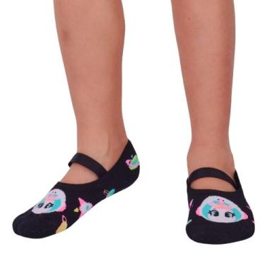 Imagem de Meia Sapatilha Puket Infantil Antiderrapante Confortável, Preto 6755, 