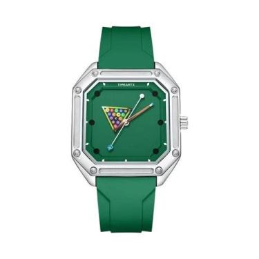 Imagem de Relógio De Quartzo Quadrado Com Mostrador Verde E Pulseira De Borracha