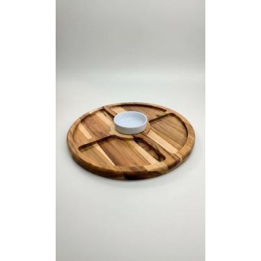 Imagem de Petisqueira Redonda Madeira Teca C/ Cumbuca Porcelana - Congratulation