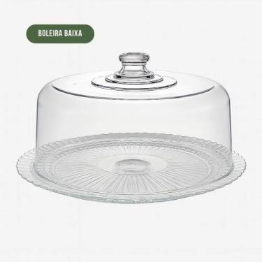 Imagem de Boleira Baixa Luxuosa com Tampa Acrílica para Bolo Tortas Doces Vidro 