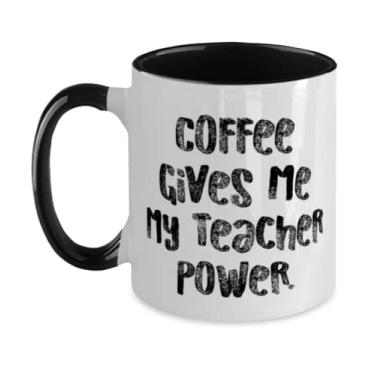Imagem de Brilliant Teacher Gifts, Coffee Gives Me My Teacher Power, Caneca perfeita de dois tons 325 ml para colegas de trabalho do chefe