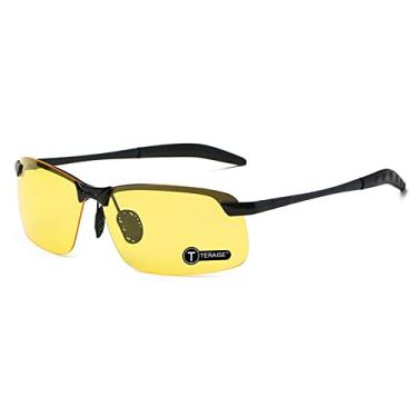 Imagem de Óculos de visão noturna TERAISE Óculos de segurança para dirigir Óculos de sol clássicos antirreflexo HD amarelo para homens e mulheres