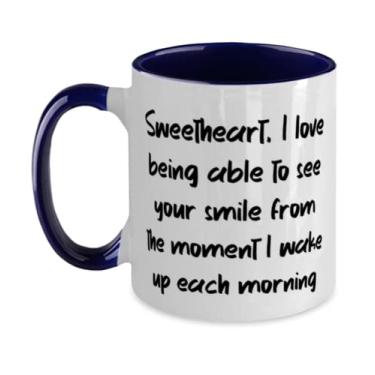 Imagem de Sweetheart, I love being able to see your smile from the moment I wake up each Two Tone 325 ml, Husband Cup, Nice Gifts For Husband