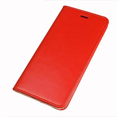 Imagem de LAHappyL Capa carteira de couro legítimo para iPhone 13 Pro Max/13 Pro/13/13 Mini, suporte para cartão de crédito, capa protetora com flip fólio, vermelha, 13 Pro de 6,1 polegadas