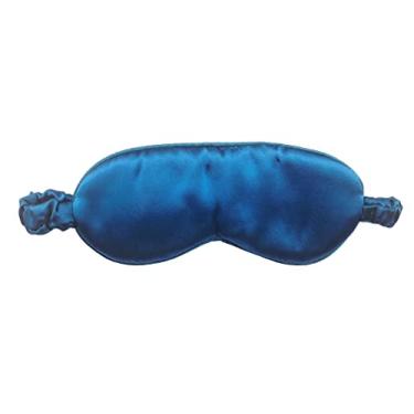 Imagem de Desmend Máscara feminina de seda para dormir, com faixa elástica respirável, sem pressão, blecaute para viagem (azul pavão)