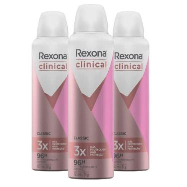 Imagem de Kit Com 3 Desodorante Aerosol Rexona Clinical Classic 90G