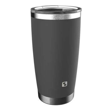 Imagem de Copo Térmico de Cerveja Parede Dupla Inox com Tampa Bebidas Quentes ou Geladas 500ml Everest Soprano Cinza