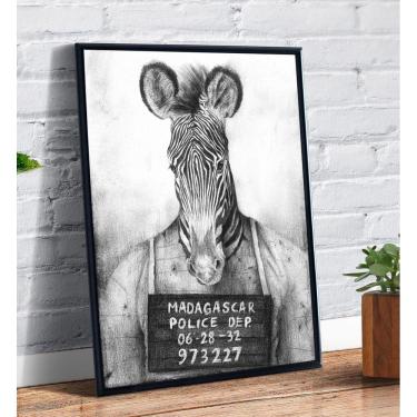 Imagem de Quadro Decorativo Emoldurado Vintage Desenho Zebra Animais