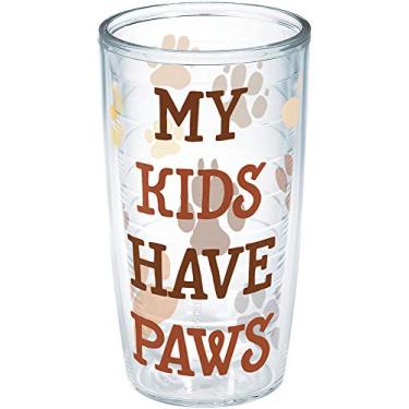 Imagem de Tervis Copo térmico de parede dupla My Kids Have Paws Made in USA mantém as bebidas frias e quentes, 473 ml - sem tampa, transparente