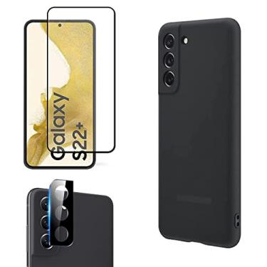 Imagem de Kit Capa Capinha Silicone Aveludada + Película 3D 9D + Película Câmera Compatível Galaxy S22 Plus