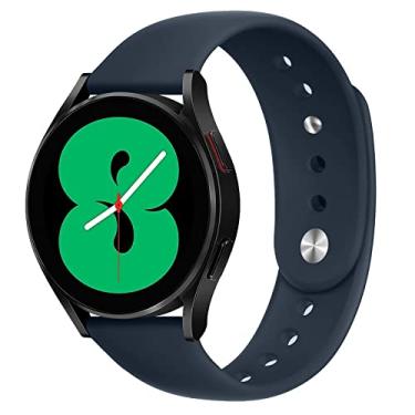 Imagem de Pulseira esportiva de 20 mm para Samsung Galaxy Watch 5 4 40 mm 44 mm/Galaxy Watch 5 Pro 45 mm, pulseira de substituição de silicone macio para Galaxy Watch 4 40 mm 42 mm 44 mm 46 mm/3 41 mm/Active 2 (azul marinho)