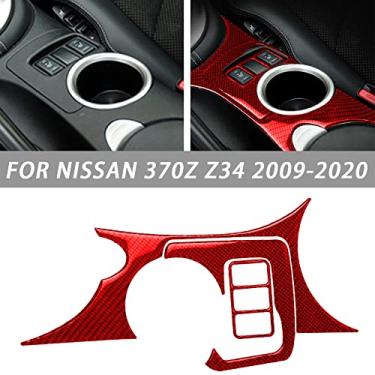 Imagem de FINMOKAL 3 Peças Apto Para Nissan 370Z 2009-2020 Console De Fibra De Carbono Porta Copo De Água Guarnição Do Painel Preto, Fibra De Carbono