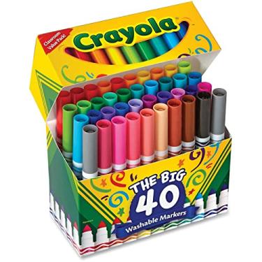 Imagem de Marcadores laváveis Crayola, ponta ampla, cores clássicas sortidas, conjunto com 40 unidades