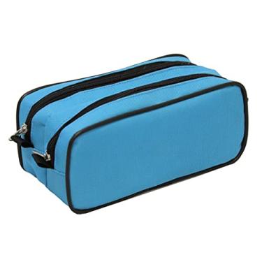 Imagem de ESTOJO POLIESTER AZUL TURQUESA COM 2 DIVISOES - ZIPER PRETO LS EE2128