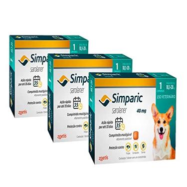 Imagem de Kit 3 Simparic Antipulgas e Carrapatos Para Cães 10,1 á 20Kg Venc. Novembro