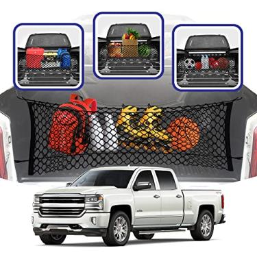Imagem de Rede de carga para porta-malas estilo envelope para acessórios Chevy Silverado 2013-2025 - Organizadores e armazenamento de porta-malas premium - Rede de carga para caminhonete - Rede de cama de
