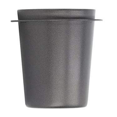 Imagem de Copo de dosagem de café, universal fácil de limpar superfície fosca alça de máquina de café de silicone copo de dosagem de aço inoxidável para cafeteria Preto