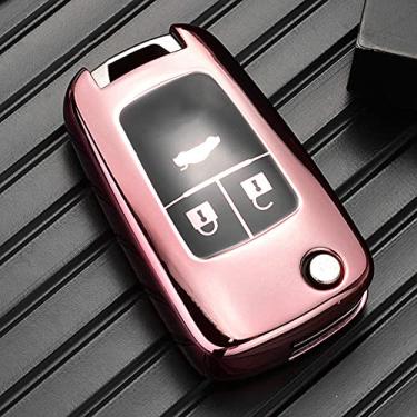 Imagem de CSHU Soft TPU Car Key Case Cover Keychain Ring Key Bag, Fit For Chevrolet Buick Cruze Aveo Trax Opel Astra Corsa Meriva Zafira Antara J,3 button,pink