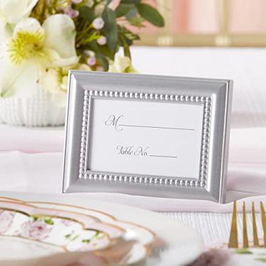 Imagem de Porta-cartões de mesa mini com contas prateadas/porta-cartões, decoração de casamento, brindes de casamento, porta-fotos de mesa (conjunto com 6), como visto no filme de sucesso "27 vestidos"