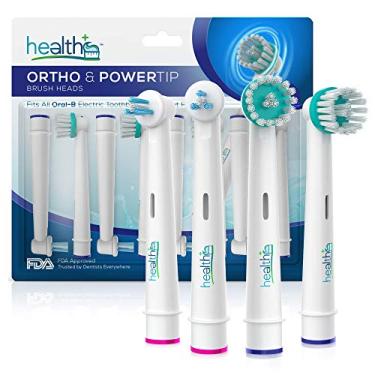 Imagem de Cabeça de substituição de cerdas elétricas Oral-B Ortho e Power Tip – Pacote com 8 | Cabeças de escova com cerdas Dupont | Limpeza interproximal com escovas ortodônticas | Retentores de limpeza