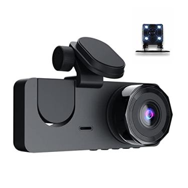Imagem de Qudai 1080P DVR Dash Camera Frente & Interior & Câmera Traseira Gravador de Condução Tela de 2 Polegadas Suporte Dashcam Detecção de Movimento Gravação de Loop de Visão Noturna Bloqueio de Uma
