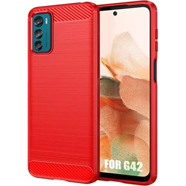 Imagem de Capa para Motorola Moto G42 Capa, Folmecket Fibra de carbono resistente a arranhões, absorção de choque Capa protetora de celular de borracha TPU macia para Moto G42 (vermelho)