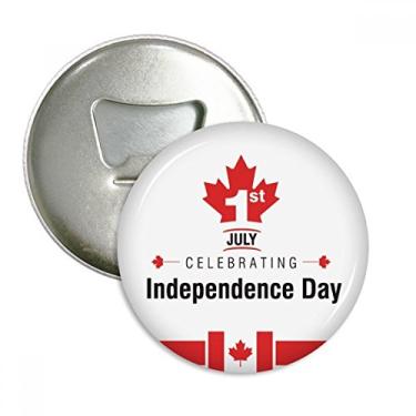 Imagem de Bandeira de folha de bordo do Dia da Independência do Canadá, abridor de garrafas com ímã de geladeira emblema multifuncional