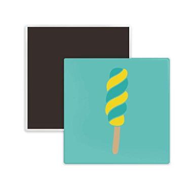 Imagem de Lembrança de ímã de geladeira quadrado de cerâmica doce em espiral verde amarelo