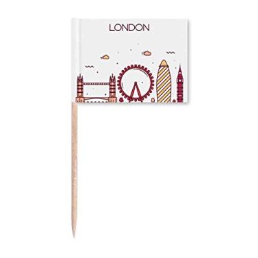 Imagem de London England Flat Landmark Pattern Toothpick Flags Marker Topper Party Decoration