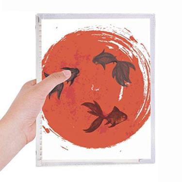 Imagem de Caderno de retrato circular de peixe dourado vermelho japonês diário de folhas soltas recarregáveis