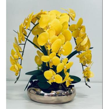 Imagem de Arranjo Flores 8 Orquídeas Artificiais Real 3D Com Vaso - La Caza Stor