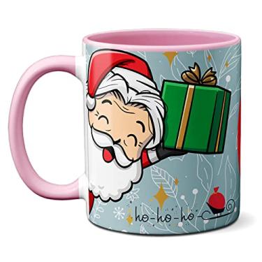Imagem de Caneca Feliz Natal Ho-Ho-Ho Presente Papai Noel Guirlanda (Rosa)