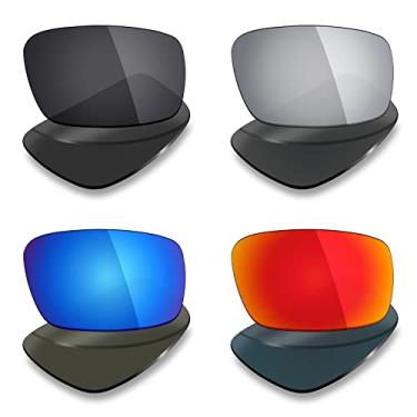 Imagem de 4 pares de lentes polarizadas de substituição Mryok para óculos de sol Spy Optic Hielo – Stealth preto/vermelho fogo/azul gelo/prata titânio