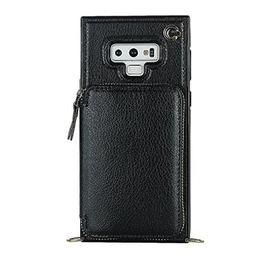 Imagem de Capa de telefone compatível com Samsung Galaxy Note 9 capa carteira com zíper, capa com compartimento para cartão alça de pulso bolsa protetora capa de couro compatível com Samsung Galaxy Note 9 (cor: