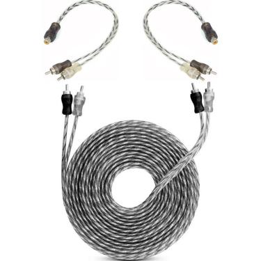 Imagem de Cabo Som Automotivo Rca 5 Metros Cristal + 2 Cabos Y Carro