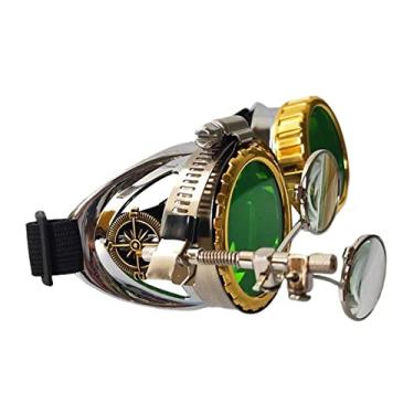 Imagem de Funky Steampunk Óculos Photo Prop Ocular Lupa Punk Lentes Coloridas Traje Gótico Moda Masculi Óculos para Cosplay Festa de, VERDE