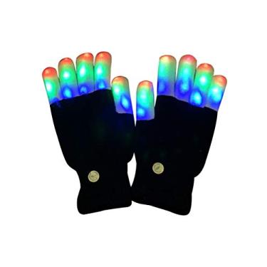 Imagem de Luvas de LED piscante Bestgift Cool Fun Brinquedos para festa de Halloween de Natal colorida (adulto) 24 x 12 cm