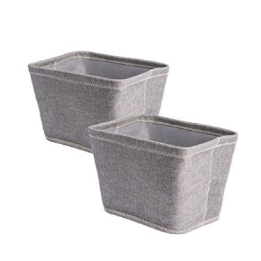 Imagem de DII Cesta ou cestos dobráveis de poliéster, solução organizadora para casa, mesa de escritório, prateleira, quarto e armário (conjunto de 2 cestas pequenas - 30,5 x 25,4 x 20,3 cm) - cinza