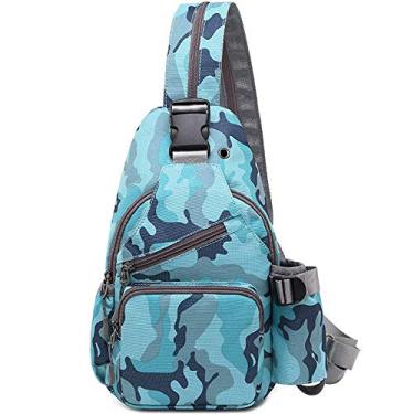 Imagem de Mochila de ombro estampada bolsa de peito masculina bolsa de ombro bolsa mensageiro mochila pequena, leve e à prova d'água, design de bolso traseiro