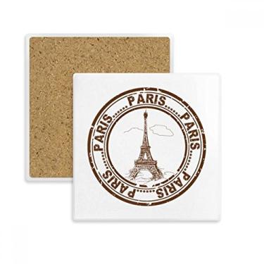 Imagem de Porta-copos Paris França Torre Eiffel Clássico Country City Square Porta-copos Porta-copos Pedra isolante