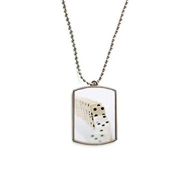 Imagem de DIYthinker Gambling Pai Gow Dominó Foto Corrente de Aço Inoxidável Pingente para Cachorro Colar Pet