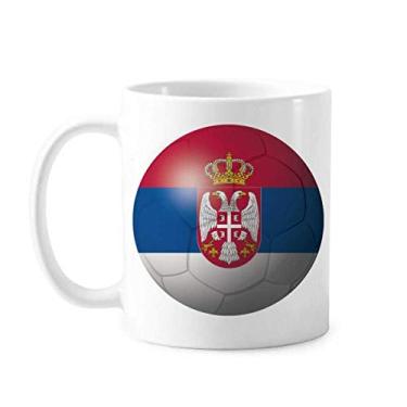 Imagem de Caneca de futebol da bandeira nacional da Sérvia, cerâmica, café, porcelana, louça, louças
