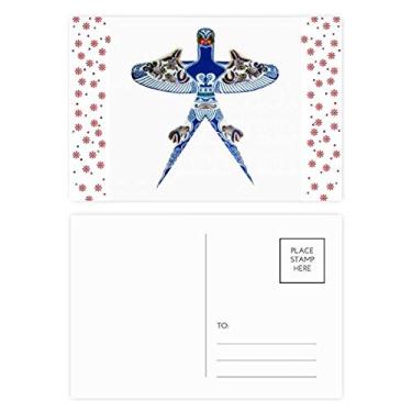 Imagem de Cartão postal de Natal com estampa tradicional de pipa de cultura chinesa para celebração de flores