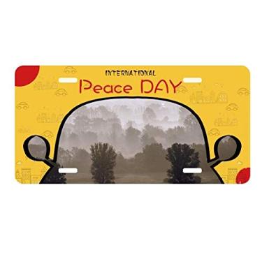 Imagem de DIYthinker Placa de carro Forest Morning Grassland Fog Sun License Plate Tag Decoração de carro Dia da Paz