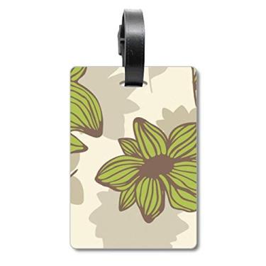 Imagem de Bolsa de mala com tinta de flor verde marrom com etiqueta para cartão de bagagem