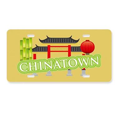 Imagem de DIYthinker Placa de licença de bambu verde China Town decoração de carro acessório de aço inoxidável